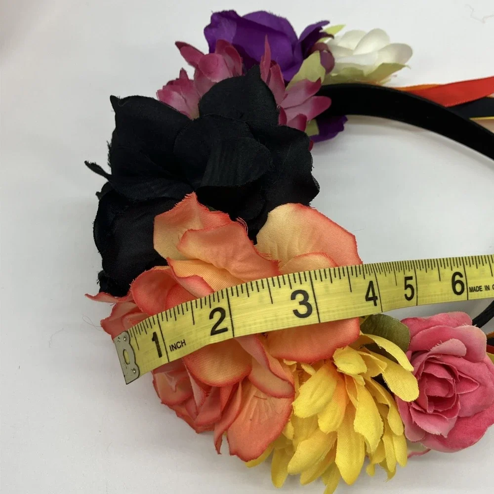 Flower Headband Ribbons Ren Faire Festival Fairycore Fantasy Whimsigoth Cosplay